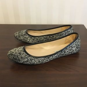 Karl Lagerfeld Black White Tweed Ballet Flats 9.5